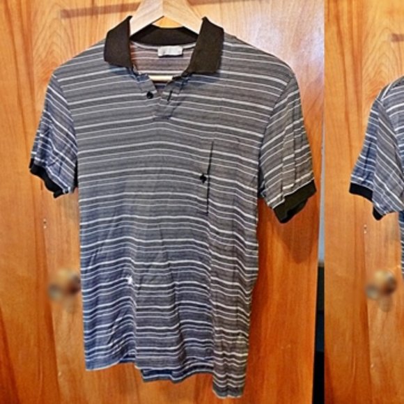 Dior Homme Short Sleeves Polo Shirt in Black & White Stripes